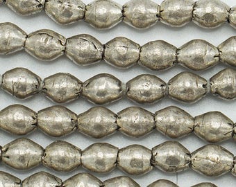 100 Silver Handmade Bicone Ethiopian Beads (6mm) - Recycled Hand-forged African Beads - Upcycle Beads -Tribal Trade Beads (104-ETH-MET)