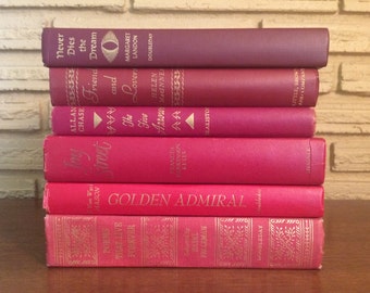 PRICE PER BOOK: Red Vintage Book Stack, Crimson Decorative Books, Book Set Decor, Interior Decoration, Literary Wedding, Burgundy Decorating