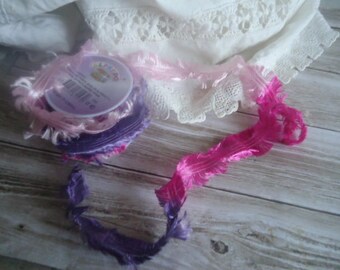Ribbon fringed 3 m (multicolored) for your creations textile... jewelry...