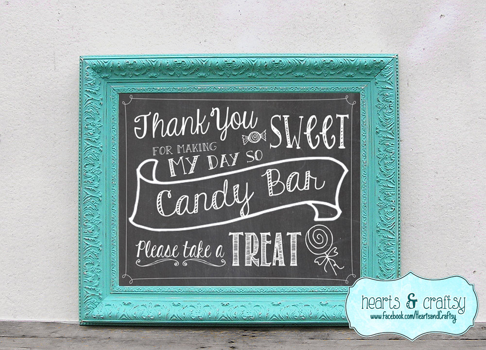 Chalkboard Candy Bar Sign Sweet / Wedding Reception Decoration