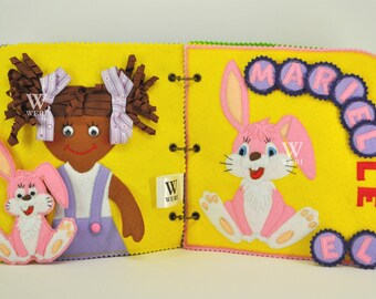 Personalized Quiet Book, Busy Book, Activity, Montessori, Fabric Book, Travel Toy, 6-14 pages, Made to order
