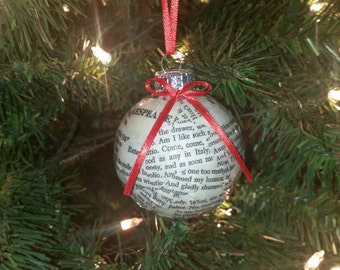 Romeo and Juliet book pages ornament, upcycled book