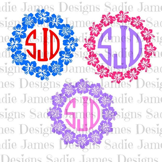 Download Hibiscus Flower Monogram Frames SVG and Silhouette Studio