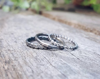 Midi Rings // Sterling silver upper knuckle, stacking rings. // Sterling midi ring. Knuckle ring.