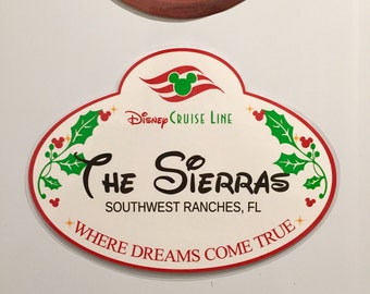 Personalized Christmas Family Name Tag - Disney Cruise Magnet - Door Magnet
