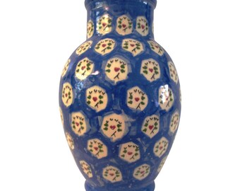 Portuguese Hand-Made Blue Pottery Vase