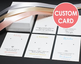 Custom Earring cards with box, Bridesmaid earring cards with name, Personalized diplay cards, customize Jewelry card, Gift box for jewelry