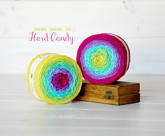 Download 2 Hand Dyed Yarn Balls 100% Wool Color: Hard Candy Ombre