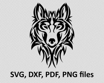 Wolf SVG/ Wolf DXF/ Wolf Clipart/ Wolf Files, tribal symetric cutting, silhouette, DXF, Wolf vector, Wolf head, T Shirt design, wolves