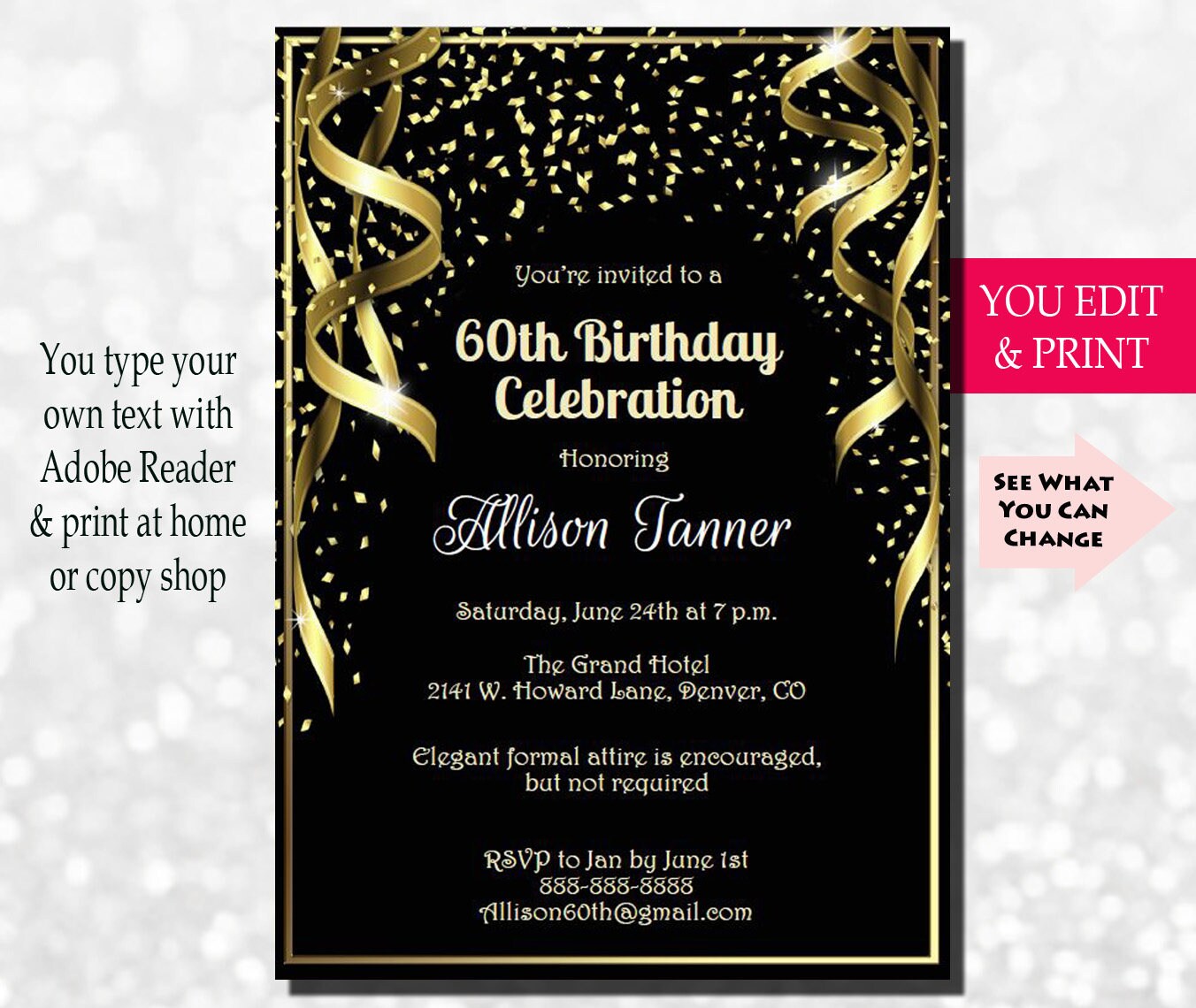 60Th Birthday Invitation Templates 4