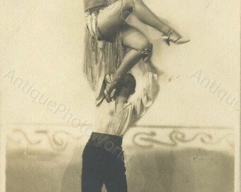 Couple dancing Art Deco costumes antique photo