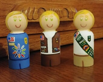 Custom Girl Scout Daisy Junior Brownie Cadet Peg Doll
