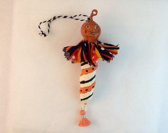 Spun Cotton, Halloween, Ooak, Vintage Inspired Pumpkin Ornament
