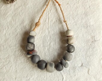 13 ceramic beads; handmade; artisan beads;rustic beads; primitive earthy; craft beads