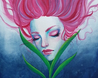 Rinascere - watercolor and gouache original painting