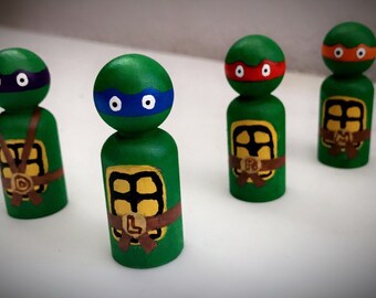 Teenage Mutant Ninja Turtles (TMNT) Hand Painted Wooden Peg Figurine