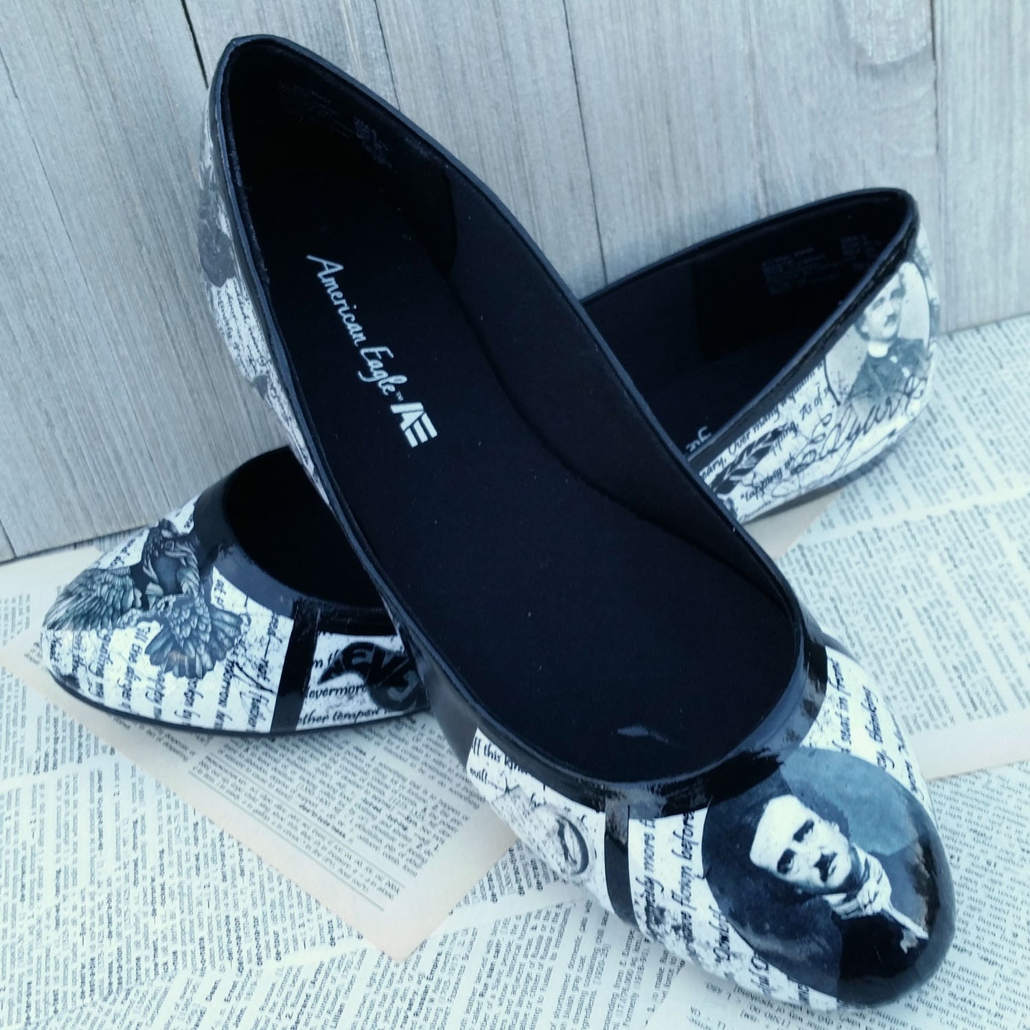 Edgar Allan Poe Shoes Poe Flats The Raven Gothic Wedding Shoes