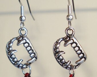 Vampire Teeth Blood Earrings Exgalabur Jewelry