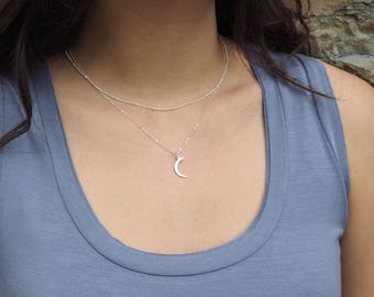 Crescent Moon Necklace, Sterling Silver Moon Necklace