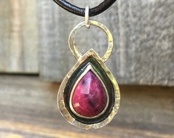 Faceted Ruby and Silver Pendant