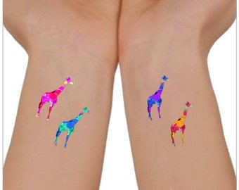 Temporary Tattoo 4 Giraffe Waterproof Fake Tattoo Thin Durable