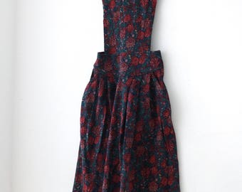 RARE | Vintage Laura Ashley pinafore dress | 80s pinafore dress | 80s dress | peasant dress | floral print vintage dress US size 8