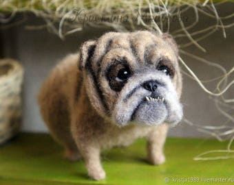 Bulldog Vasya. Felted toy.