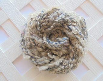 OCEAN WAVES Handspun Boucle Yarn, Kid Mohair Locks, Mulberry Silk, Soft Handspun Yarn, Textured Yarn, Chunky Knit Yarn, Weaving Yarn, Knit