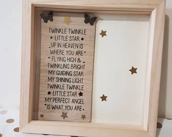 Twinkle Twinkle Box frame Baby Memorial In Loving Memory Still Born Child Miscarriage gift Memorial Gift Loss of Child Born Into Heaven