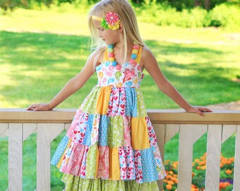 Tiffany's Sweetheart Patchwork Twirly Dress PDF Pattern Sizes 6-12 months to size 8