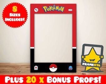 Pokemon Party Frame Photo Booth Prop Instant Digital Download, Pokemon Party, Pokemon Gifts