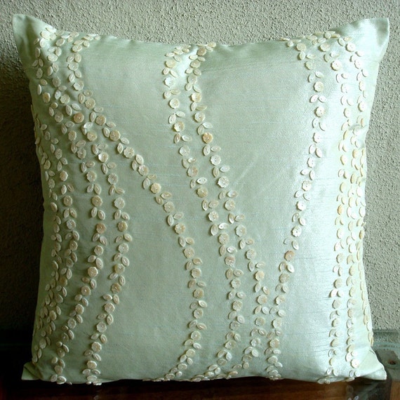 Luxury Mint Green Pillows Cover 16x16 Silk