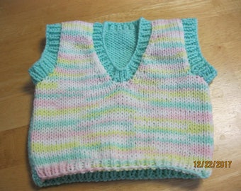 Hand knit V-Neck Vest Size 6 month