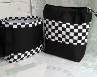 Set of 2 knitting project bag, Knitting bag, Yarn storage bag, Knitters gift bag, Crochet project bag, Bag for knitting, knitting supplies