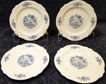 FOUR Homer Laughlin Dresden Imperial Blue Bread Plates 6 5/8" Set of 4 EXCELLENT!