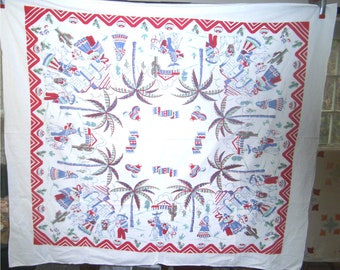 1950s PRINT KITCHEN TABLECLOTH - Southwestern Garden
