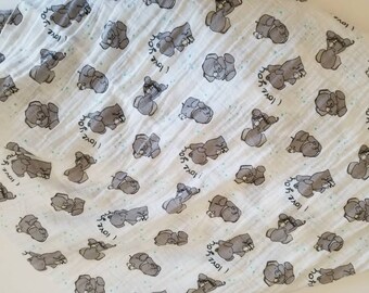 Muslin Swaddle Blanket. Double gauze blanket. Elephant muslin blanket. X-large blanket