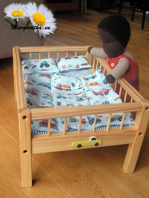 18 inch baby doll cot car bedding wooden handmade doll crib