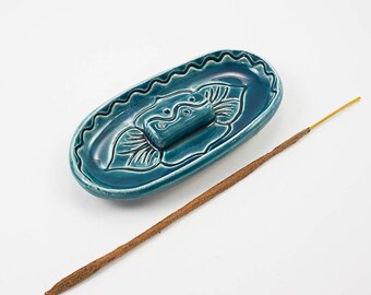 Ceramic Incense Holder | Handmade Incense Stick Burner | Housewarming Gift | Blue Incense Holder