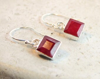 Sterling Silver Ruby Earrings
