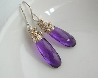 Amethyst Long Drop Earrings- Gemstone Jewellery- Amethyst Earrings- Amethyst Jewellery- Purple Gemstone