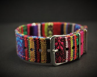 Aztec Print - Slip Thru Canvas Watch strap - 16mm Timex Weekender Seiko