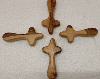 Hand Made Olive Wood Holding Cross/Caring Cross/Comfort Cross/Praying Cross from Jerusalem,The Holy Land