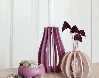 2in1 - Vase or Candle holder - Pink Yarrow - Home Decor
