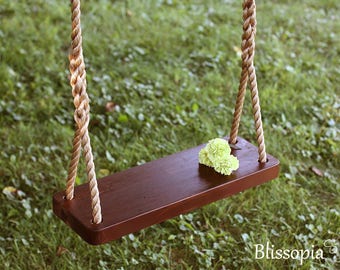 Wooden swing - Wood Tree Swing - Rustic Farmhouse - Great for Adults & Kids - Patio Play Set Porch Swings - 20" Wide