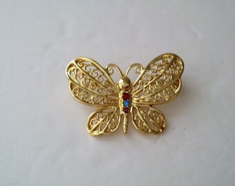 DANECRAFT Gold Tone Butterfly Brooch