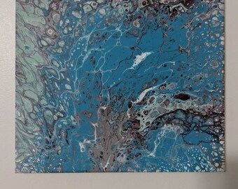 12" x 12" Original Abstract Fluid Painting, Acrylic on stretched canvas