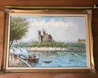 Original Oil Painting of Notre Dame Cathedral in Paris by Caroline Burnett