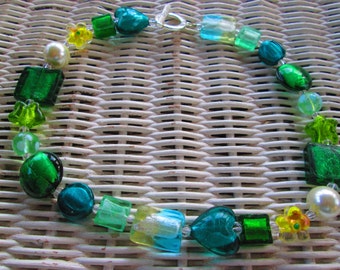 502 Green glass beaded handmade necklace