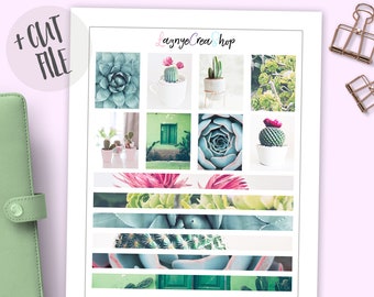Printable Photography Kit Full Box and Washi Stickers, Cactus, Succulents, Flowers, Floral, Planner, Erin Condren, Photo, Bullet Journal